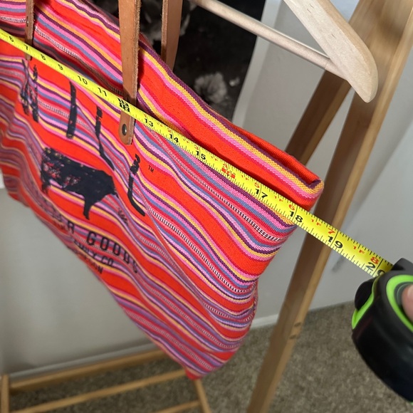 Will Leather Goods Multicolor Striped Tote — red, orange, yellow, pink - Picture 7 of 8